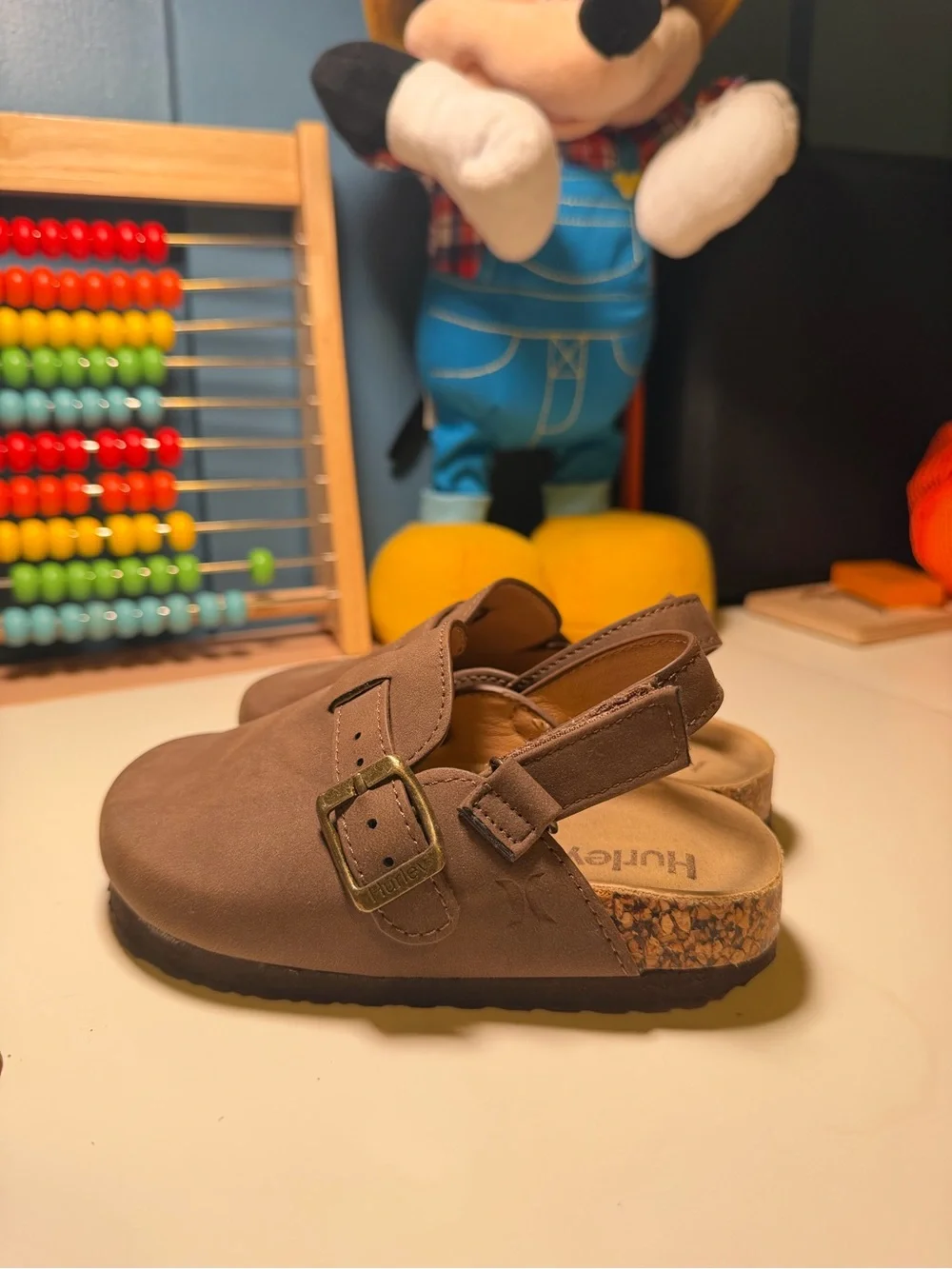 Kids Brown Buckle Clog Sandals 7C